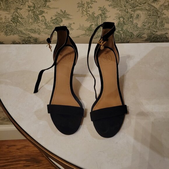 Tory Burch Black Ankle Strap Suede Shoes - Picture 1 of 4